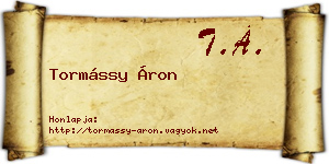 Tormássy Áron névjegykártya